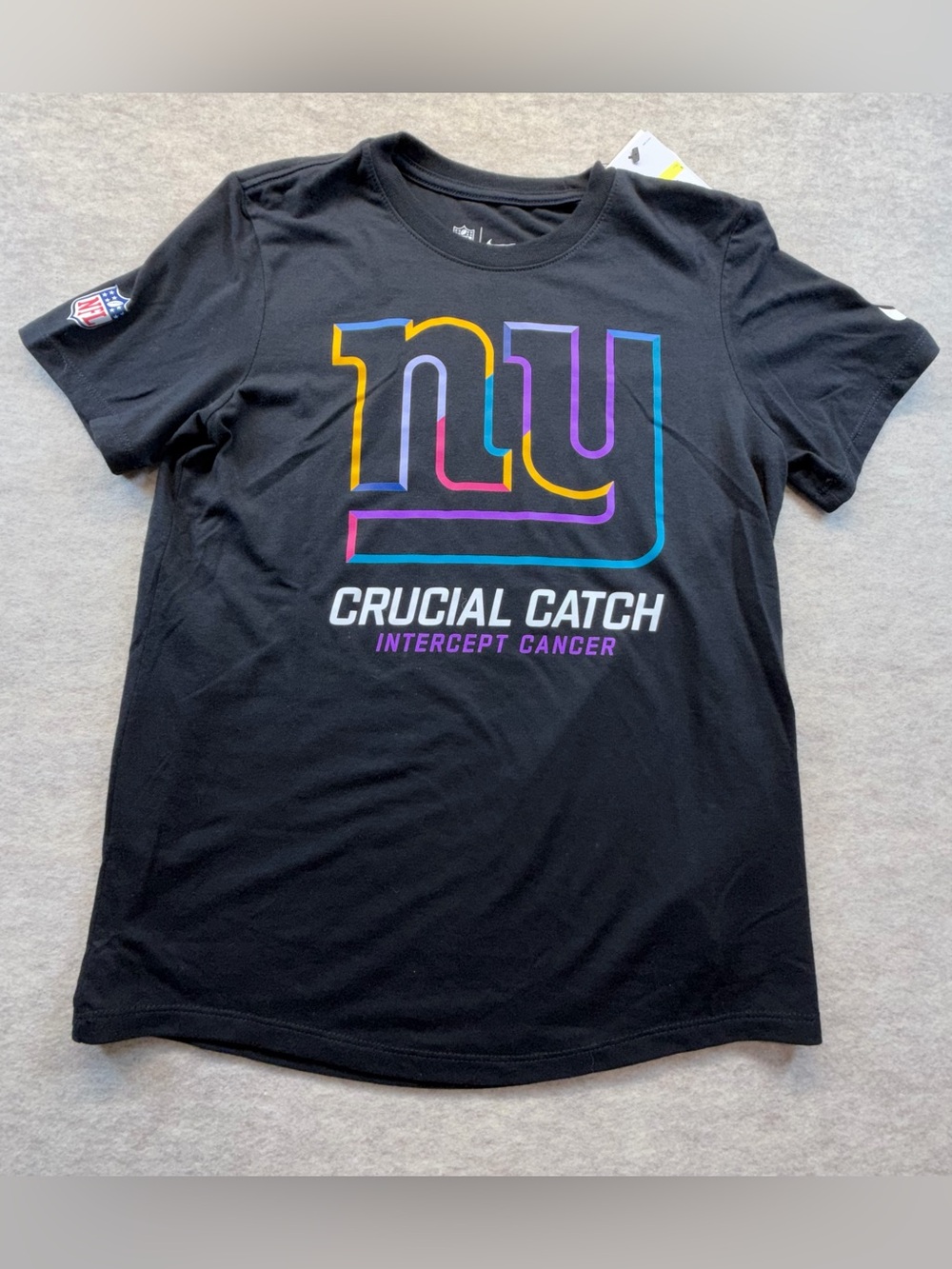 Nike New York Giants Crucial Catch Intercept Cancer Tee Black NWT Size S